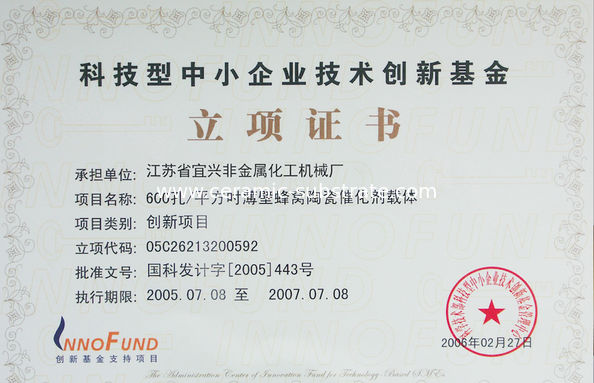 ประเทศจีน Jiangsu Province Yixing Nonmetallic Chemical Machinery Factory Co.,Ltd รับรอง